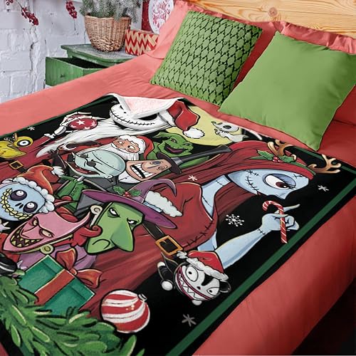 Zzkol Christmas Flannel Blanket, Xmas Santa Monster Witch Throw Blanket Gifts for Kids Men Women, Funny Holiday Soft Blanket for Bedding Sofa 50 x 60 Inch thumbnail 2