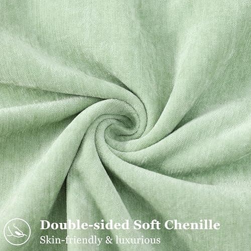 decorUhome Summer Couch Throw Pillow Covers 18x18 Set of 2, Decorative Soft Velvet Modern Cozy Chenille Pillow Cases with Elegant Design for Sofa Bed Living Room Home Decor, Sage Green thumbnail 2