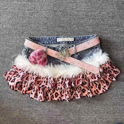 Gyaru Mcbling Leopard Skirts Harajuku Alt Y2K Coquette Shoujo Girl Clothes 2000s Jfashion Scenecore Jojifuku thumbnail 6