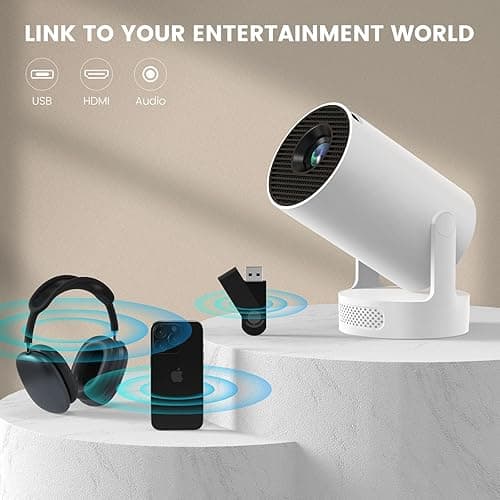 Mini Portable Projector with 4K Support, Bluetooth 5.4 WIFI6, 5watt Sound Base Speaker, 160 ANSI, Android 11, 210° Rotation , Auto Keystone Correction Video Projector HY300 ULTRA - HY300 ULTRA thumbnail 7