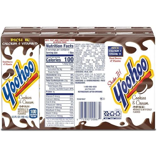 Yoo-hoo Cookies and Cream Flavored Drink, 6.5 fl oz Boxes, 32 Count (4 Packs of 8), Ready to Drink, Caffeine-Free, 99% Fat-Free, High in Calcium & Vitamin D thumbnail 2