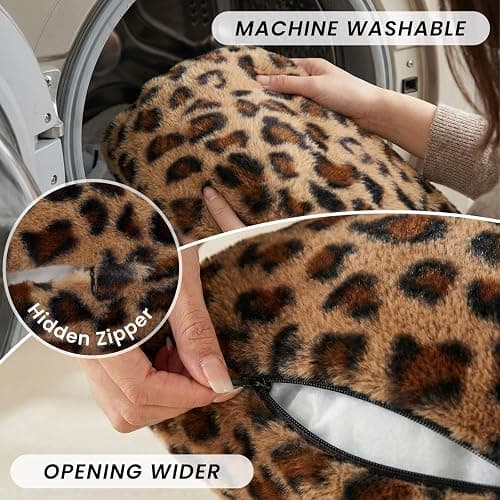 Cheetah Print Throw Pillow Covers 24x24 Set of 2, Fluffy Soft Faux Fur Decorative Throw Pillow Covers24 x 24, Leopard Print Home Decor for Sofa Livingroom thumbnail 7
