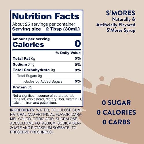 Jordan’s Skinny Mixes Sugar Free Coffee Syrup, S'mores Coffee Flavoring Syrup, Zero Calorie Drink Mix for Lattes, Baking or Protein Shake, Dairy & Gluten Free, Kosher, 25.4 Fl Oz thumbnail 5