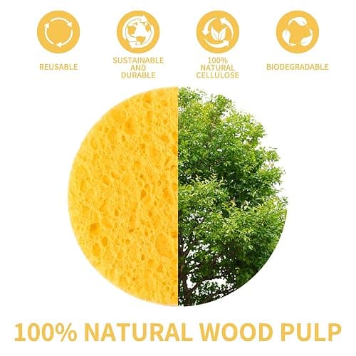 100-Count Compressed Facial Sponges, Natural Cosmetic Spa Sponges for Facial Cleansing, Exfoliating Mask, Makeup Remover, Travel Face Sponges - Yellow thumbnail 8