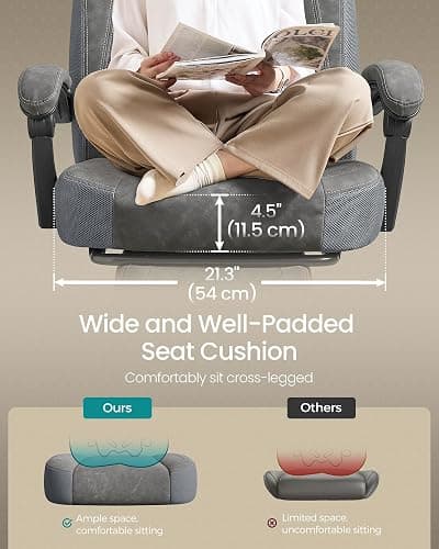 SONGMICS Gaming Chair, Office Computer Chair, Ergonomic Design, with Footrest, Adjustable Headrest, Lumbar Support, 150 kg Load Capacity, Slate Grey OBG077G01 thumbnail 5