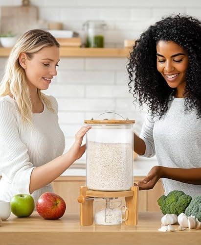 Glass Rice Dispenser with Wooden Stand 3L thumbnail 2