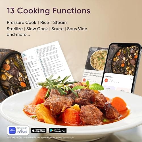 Cosori Pressure Cooker 6QT, Stainless Steel, 9-in-1 Multi Cooker, 12 Safety Features, Ceramic Inner Pot, Rice, Slow Cook, Sous Vide, Saute, 1100W thumbnail 5