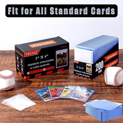 TRUGQ 200 Card Sleeves Toploads for Cards,3" x 4" Baseball Card Protectors,Premium Standard Size Trading Hard Plastic Card Holder for Sports Football Cards(100 Hard Protectors +100 Soft Sleeves) thumbnail 7