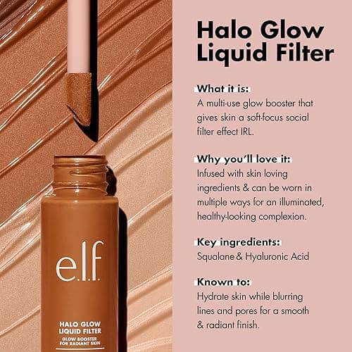 e.l.f. Halo Glow Liquid Filter, Complexion Booster For A Glowing, Soft-Focus Look, Infused With Hyaluronic Acid, Vegan & Cruelty-Free, 3 Light/Medium - 1.06 Fl Oz (Pack of 1) - 3 Light/Medium thumbnail 3