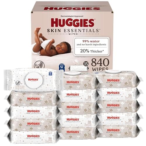 Huggies Skin Essentials Baby Wipes, Hypoallergenic, 99% Water, 15 Flip Top Packs (840 Wipes Total) - Image 1