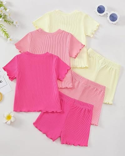 Aura Vane Toddler Baby Girl Boy Summer Clothes Outfits Casual Summer Short Sleeves Tops + Shorts Cute Outfits Set 3M-3T thumbnail 2