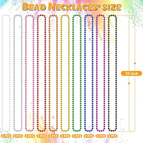 30PCS Mardi Gras Beads, Metallic 10 Kinds Beaded Necklace Party Favors, 33" Colorful Mardi Gras Necklace Bulk Stuff, Festival Parade Throw Accessories for Wedding Birthday Celebrations Decorations thumbnail 3