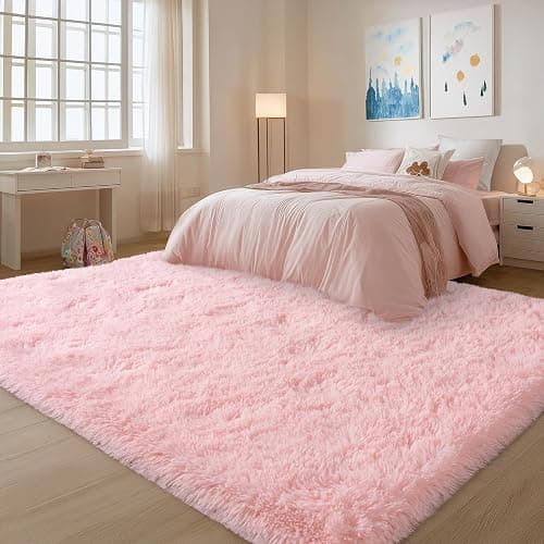 plumlik Pink Rugs for Living Room, 6x9 Area Rug for Bedroom Girls Kids Room, Fluffy Shaggy Shag Carpet, Soft Non Slip Aesthetic Decor for Home thumbnail 4