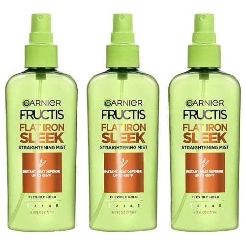 Garnier Fructis Style Flat Iron Perfector Straightening Mist for Heat Protection, Argan Oil, 6.0 Fl Oz, 3 Count (Packaging May Vary) - Image 1