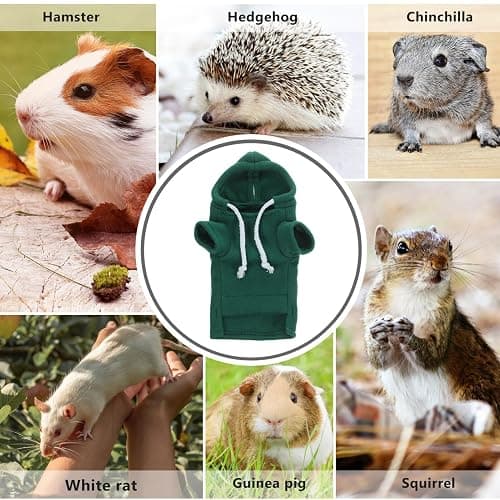 Ferret Clothes Hamster Sweatshirt Guinea Pig Hoodie Hamster Sweater Bunny Hamster Clothing Guinea Pig Outfits Small Animal Warm Vest Green S Red Hoodie thumbnail 9