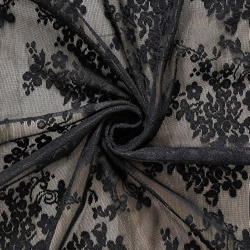YJ YANJUN Vintage Lace Curtains 84 Inches Long-Victorian Floral Pattern Black Sheer Curtain Panels for Living Room Bedroom,Light Filtering, Gothic Witchy Halloween Drapes 2 Panels 52W x 84L thumbnail 7