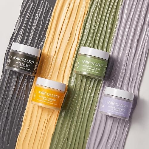 ANRCOLLECT 4-Pack Clay Face Mask Set (280g Total) - Vitamin C Turmeric, Charcoal BHA, Mugwort Salicylic & Purple Clay Masks for Deep Pore Cleansing, Oil Control & Blackhead Removal - Skincare Gift Set thumbnail 3