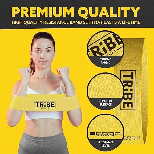 Tribe Lifting Fabric Resistance Bands for Glutes & Legs | 5 Fabric Workout Bands Set | Thick Booty Bands for Squats, Lunges, Hip Training, Physical Therapy & Home Workouts thumbnail 6