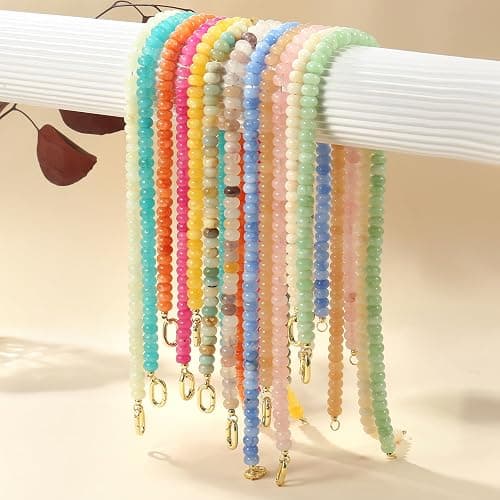 ROISE LADY Light Green Natural Stone Beaded Necklaces for Women Boho Gemstone Bead Choker Summer Beach Vacation statement Trendy Charm Necklace thumbnail 6