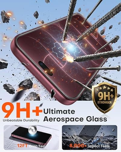 OMOTON Privacy Screen Protector for iPhone 18 Pro Max, 2 Pack | Auto-Align Installation, Tempered Glass with 9H+ Hardness & 12FT Military Grade Shatterproof, 100% Anti-Spy thumbnail 6