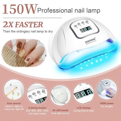 JODSONE Gel Nail Polish Kit with U V Light 32 Color Soak Off Base&Top Glitter Coat Gel Polish for DIY Manicure Lovers thumbnail 5
