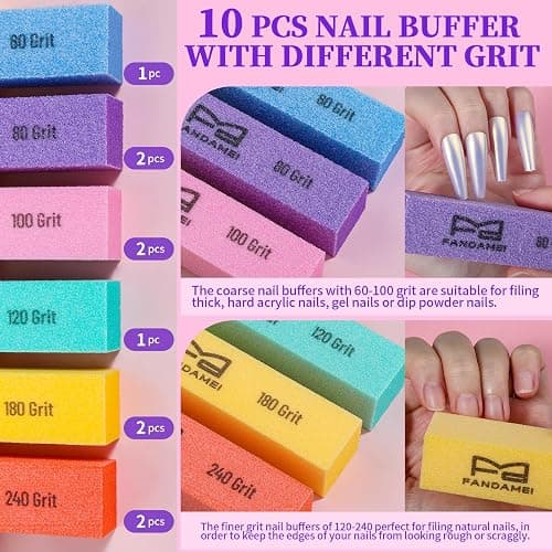 FANDAMEI Nail Buffer Kit, 10 PCS Nail Buffer Block with Different Grit, Nail Buffers, Nail Buffing Block, Buffer Nail File, Cuticle Trimmer, Nail Care Tool Kit, Nail Tools, Nail Kit, Manicure Tools thumbnail 2