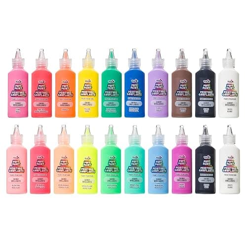 Tulip Puff Paint 20-Color Party Pack, Multi-Surface, Premium Quality, Nontoxic & Waterproof Craft Paint, Permanent on Fabric, Rainbow thumbnail 2