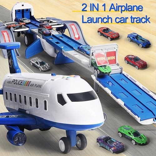 Airplane Toy Race Track Kids Toys, Foldable 4 Layer Toddler Car Track Playset, Toy Plane Transport Car Carrier & 6 Race Cars, Toddlers Toys Birthday Xmas Gifts for Age 3 4 5 6+ Years Old Boys Girls thumbnail 5