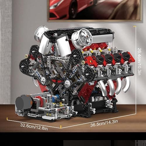 Mould King V8 Engine Building Blocks Sets, V8 Engine Model Kit That Runs, MOC Engineering Model Building Kit with Battery and Motor, 2718 PCS Building Blocks for Adults thumbnail 2