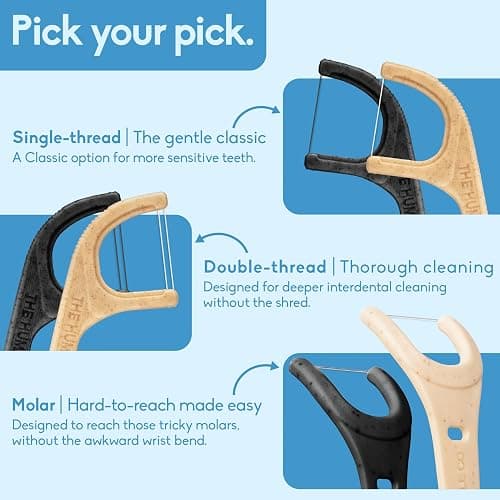 The Humble Co. Floss Picks (200 Count) – Plant Based Dental Floss Picks for Superior Oral Care, Dental Hygiene, and Gum Health, Cruelty Free Tooth Floss Picks (Charcoal, Double Thread) thumbnail 6