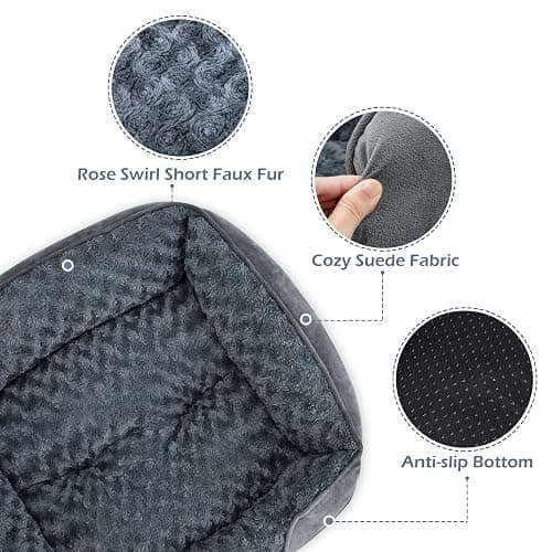 INVENHO Large Dog Bed for Large Medium Small Dogs, Rectangle Washable Orthopedic Dog Bed, Soft Calming Sleeping Puppy Bed Durable Pet Cuddler with Anti-Slip Bottom L(30"x24"x9") thumbnail 4
