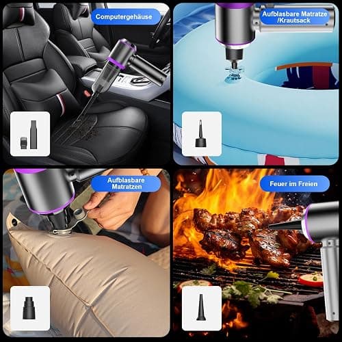 Handstaubsauger, 20000Pa Mini Akku Staubsauger Kabellos 4-In-1 Autostaubsauger 6000mAh 3-Gang Elektrische Staubgebläse für Auto, Küche, Büro, Haus, Camping, Tierhaare, Sofa, Tastaturen(Silber-Violett) - Silber-violett thumbnail 5