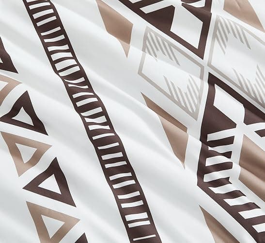 King Size Comforter Set - 7 Pieces Western Bedding Reversible Bed in a Bag | Boho Bedding, All Season Aztec Bed Set with Comforter, Sheets, Pillowcases & Shams, Brown thumbnail 9
