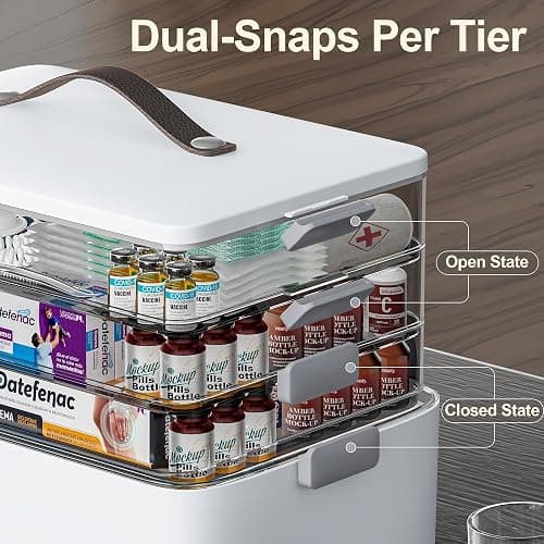 CTIME 4-Tier Medicine Organizer - Portable Medicine Cabinet with Handle | Multipurpose Medical Box, Pill Organizer, Empty First Aid Kit for Home Organization Must thumbnail 5