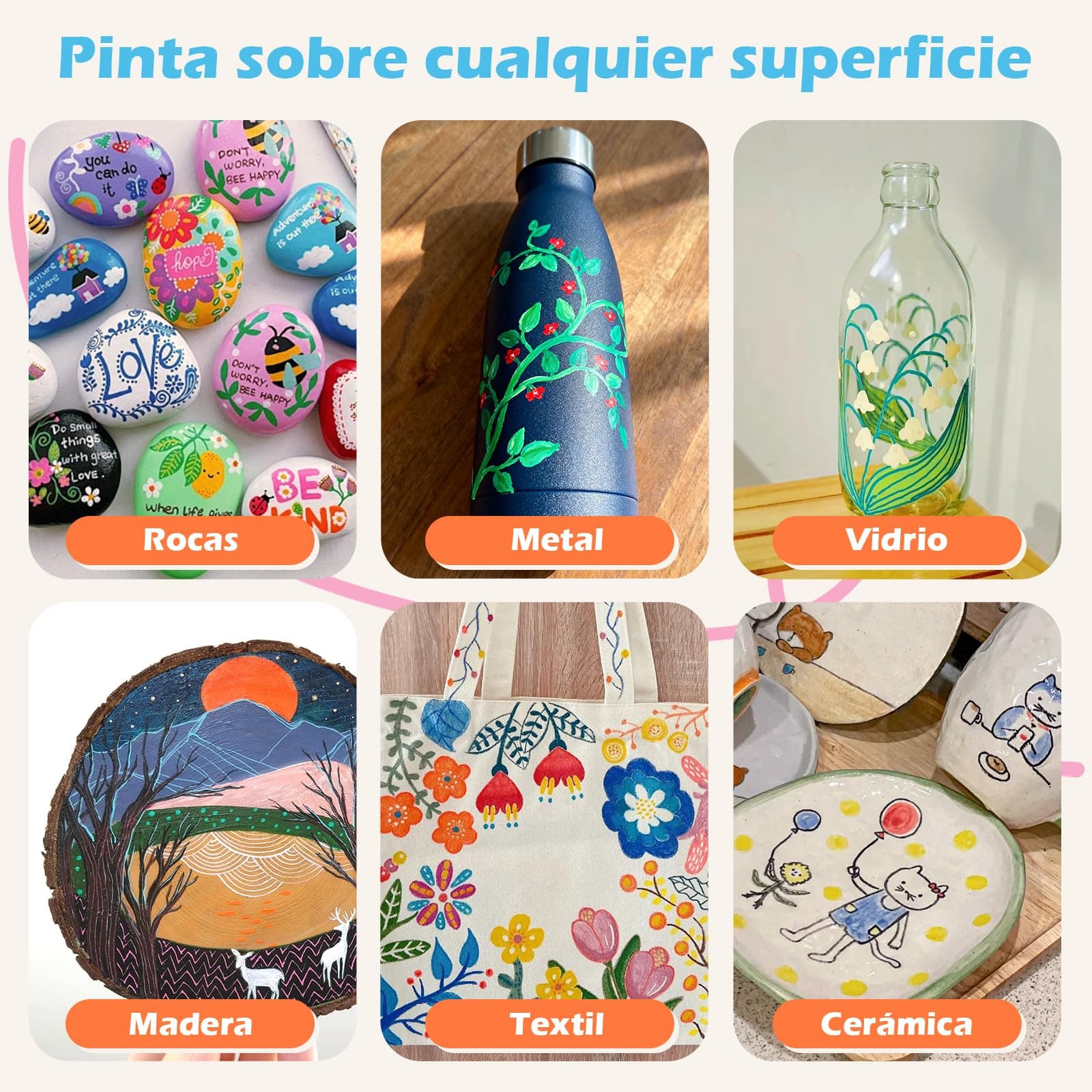 72 Colores Plumone Acrílicos Doble Punta Con Caja, POVOLE Marcadores Arte Punta Fino & Cepillo, Resistente al Agua, No Se Desvanece, Rotuladore Colorear Madera Piedra Vidrio Plástico Metal Caucho thumbnail 2