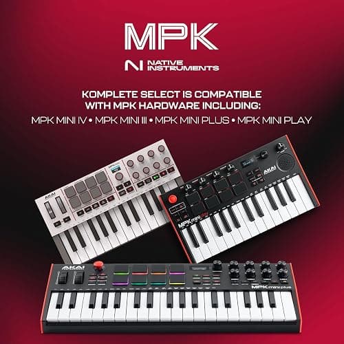 Akai Professional MPK Mini IV USB-C MIDI Keyboard Controller for Beginners and Producers - MPC Drum Pads, 360° Knobs, Pitch and Mod Wheels, Production Software, Native Instruments Sound Package, Grey thumbnail 12