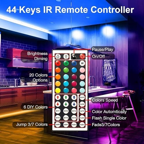 DAYBETTER Led Strip Lights 50 ft, Music Sync RGB Led Light Strips with Remote and App Control, Color Changing Led Lights for Bedroom, Home, Kitchen, Party, Room Decor thumbnail 5