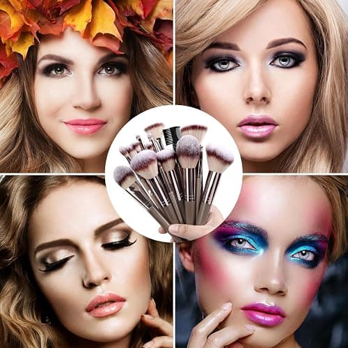 YPYMOD 15 Pezzi Set Pennelli Make up, Pennelli Trucco Professionale con Trousse in Pelle PU, Adatti per il Fondotinta Misto, Correttore, Blush, Ombretto, Contouring thumbnail 6