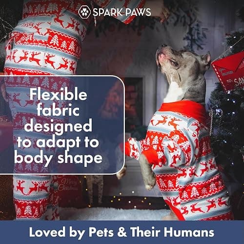 Spark Paws Dog Christmas Pajama, Dog Recovery Suit Male, Onesie, Ultra-Soft and 4-Way Stretch, for Small Medium and Large Breeds - Winter Wonderland - 4XL thumbnail 7