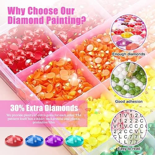 4PcakChristmas Diamond Art Kits for Adults Diamond Painting for Beginner | Christmas Diamond Dots Full Drill Crafts for Gem Art Dot Art for Adults Home Wall Decor for Teens Boys Girls 12x16 in thumbnail 6