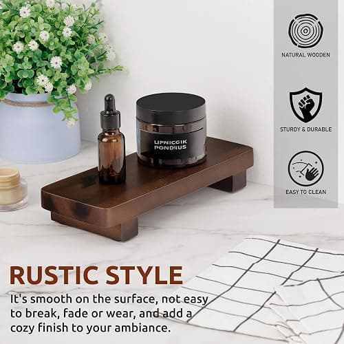 Acacia Wood Pedestal Soap Stand 9.8x4 Inches, 100% Solid Wood Riser, Candle Plant Holder, Soap Dish Holder Decor, Display Tray for Kitchen Bathroom Counter Sink Farmhouse Decor (Dark Brown) thumbnail 4