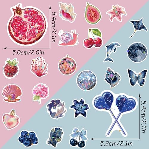 100pcs Pink Aesthetic Stickers for Water Bottle, Waterproof Vinyl Blue Aesthetic Stickers for Laptop Scrapbook Journaling Skateboard Party Supplies thumbnail 4