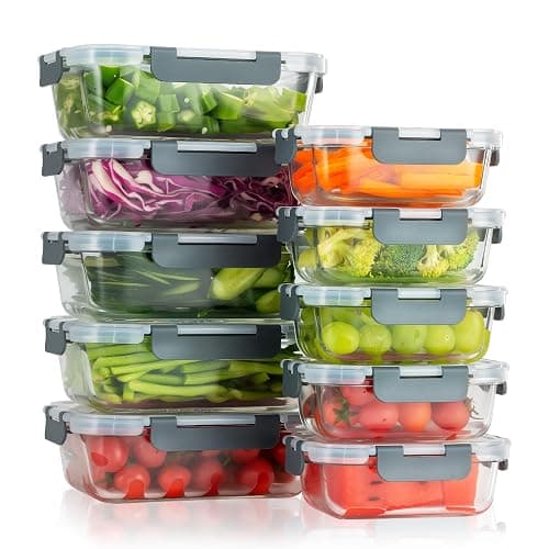 WWYH.DSS 10-Pack Meal Prep Containers with Snap Locking Lids, Glass Airtight Lunch, Food Storage Containers, Microwave, Oven, Freezer and Dishwasher Friendly, Gray - Image 1