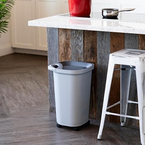 IRIS USA Pet Food Storage Container 25 lbs, Premium 60% Improved Airtight Seal with Air Valve, 2 Cup Scoop, Removable Wheels, Easy to Open - Made in the USA, Gray thumbnail 2