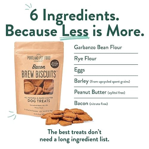 Portland Pet Food Company Bacon Brew Biscuits – Crunchy Limited Ingredient Dog Treats Made with Upcycled Spent Grain, Protein & Fiber Rich Training Treats for Dogs, USA Made, 1 Pack (5 oz Bag) thumbnail 3