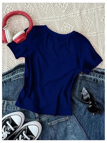 RoseSeek Girl's 3 Packs Graphic Tees Vacation Hibiscus Top Crewneck Short Sleeve Cute Summer T Shirt thumbnail 2
