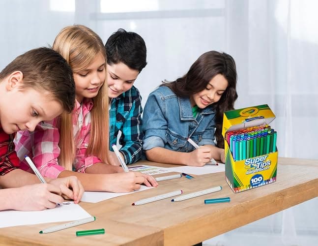 Crayola Super Tips Marker Set (100ct), Fine Point Washable Markers, Drawing Markers for Kids & Adults, Create Thick & Thin Lines, Art Supplies, Ages 3+ thumbnail 2