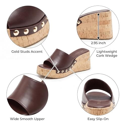 STYVELLA Women’s Platform Wedge Sandals, Slip On Open Toe Wedge Heels Non-Slip Casual Comfort Slides for Dressy Occasions, 2.95 inches Platform thumbnail 4
