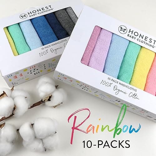 HonestBaby 10-Pack Terry Wash Cloths in Gift Box 100% Organic Cotton for Infant Baby Boys, Girls, 10-Pack Rainbow Pinks, One Size thumbnail 6