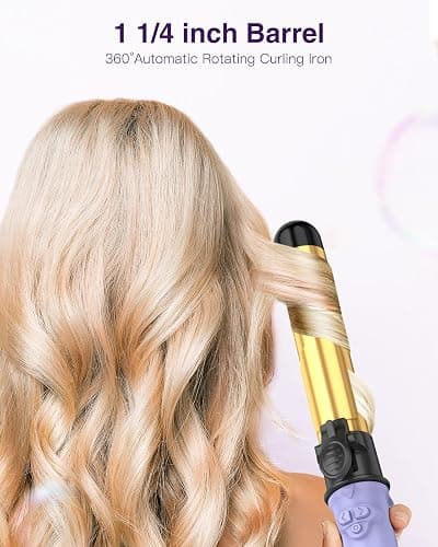 Rotating Curling Iron 1 1/4 Inch, Upgraded ZAVAREA Automatic Curling Iron with Extra-Long Barrel, Dual Voltage Self Curling Wand 1.25" Hair Curler thumbnail 6